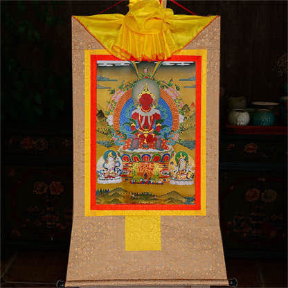 Amitayus-Buddha Of Infinite Life - Tibetan thangka painting, view 9