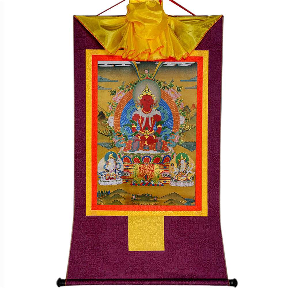 Amitayus-Buddha Of Infinite Life - Tibetan thangka painting, view 12
