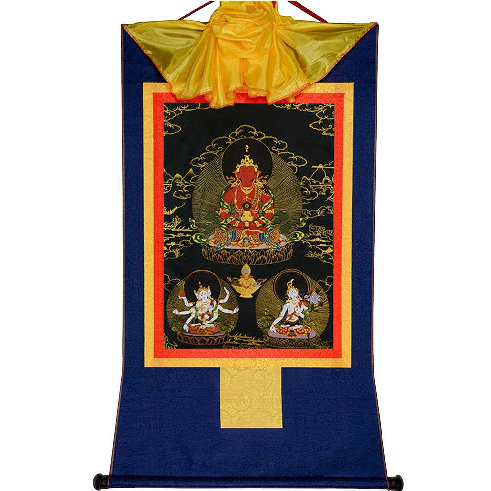 Amitayus-Buddha Of Infinite Life - in Black Type - Tibetan thangka painting, view 9