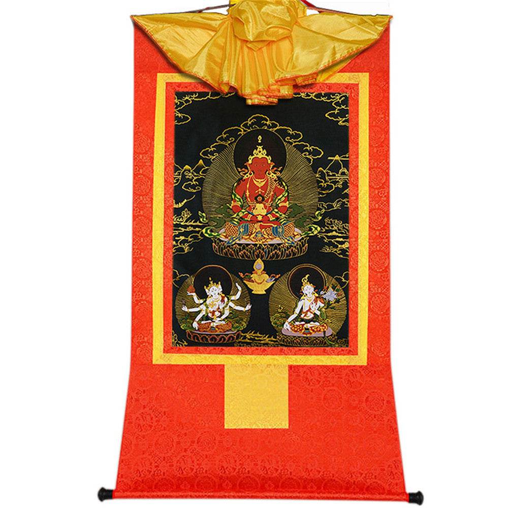 Amitayus-Buddha Of Infinite Life - in Black Type - Tibetan thangka painting, view 16
