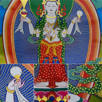 Chenrezig - Tibetan thangka painting, view 16