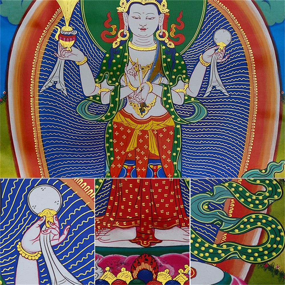 Chenrezig - Tibetan thangka painting, view 16