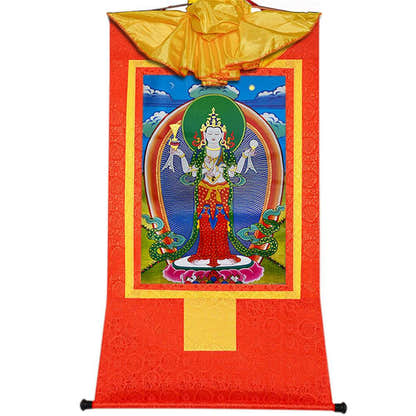 Chenrezig - Tibetan thangka painting, view 15