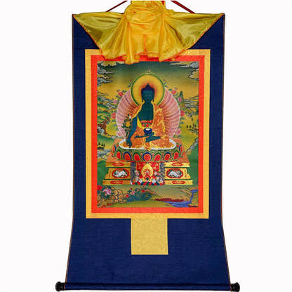 Bhaisajyaguru-Medicine Buddha - Tibetan thangka painting, view 10