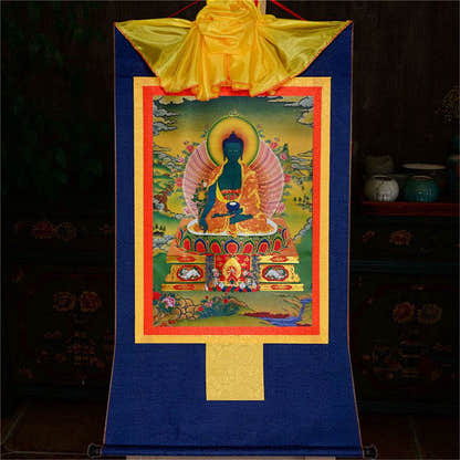Bhaisajyaguru-Medicine Buddha - Tibetan thangka painting, view 11