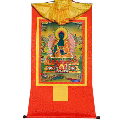Bhaisajyaguru-Medicine Buddha - Tibetan thangka painting, view 17