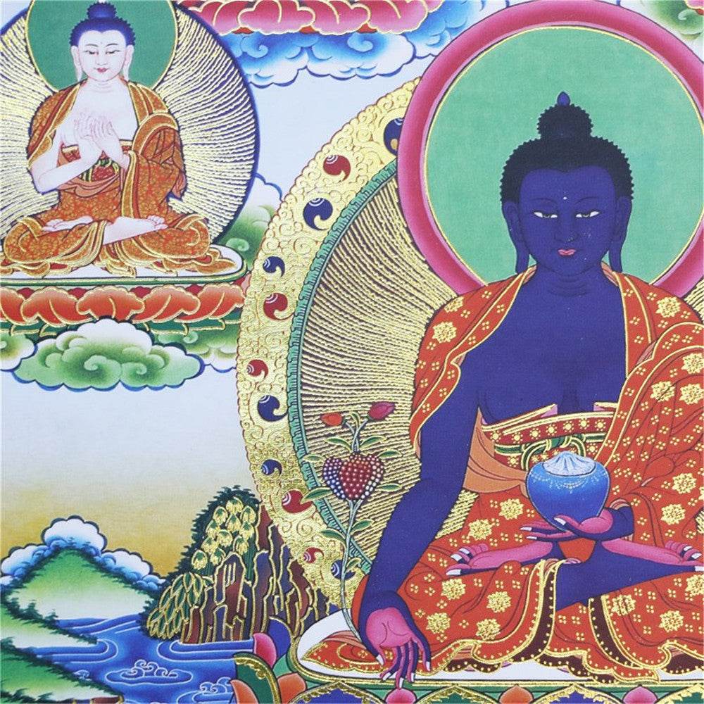 Eight Forms of Bhaisajyaguru-Medicine Buddha - Tibetan thangka painting, view 13