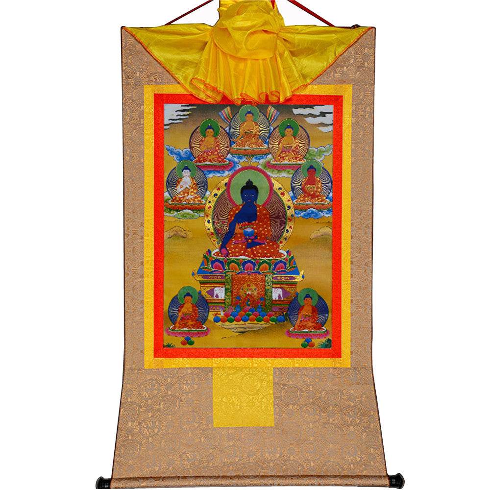 Eight Forms of Bhaisajyaguru-Medicine Buddha - Tibetan thangka painting, view 8