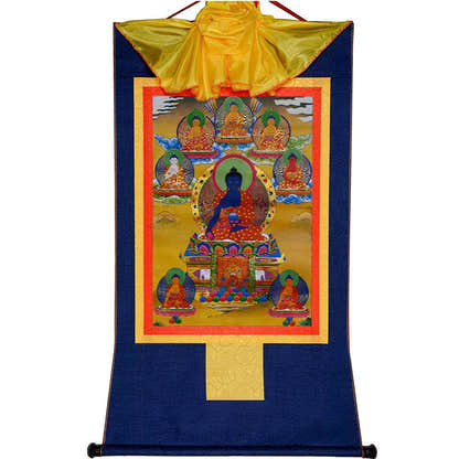 Eight Forms of Bhaisajyaguru-Medicine Buddha - Tibetan thangka painting, view 10