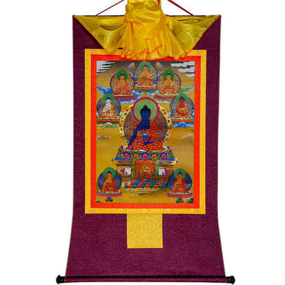 Eight Forms of Bhaisajyaguru-Medicine Buddha - Tibetan thangka painting, view 12