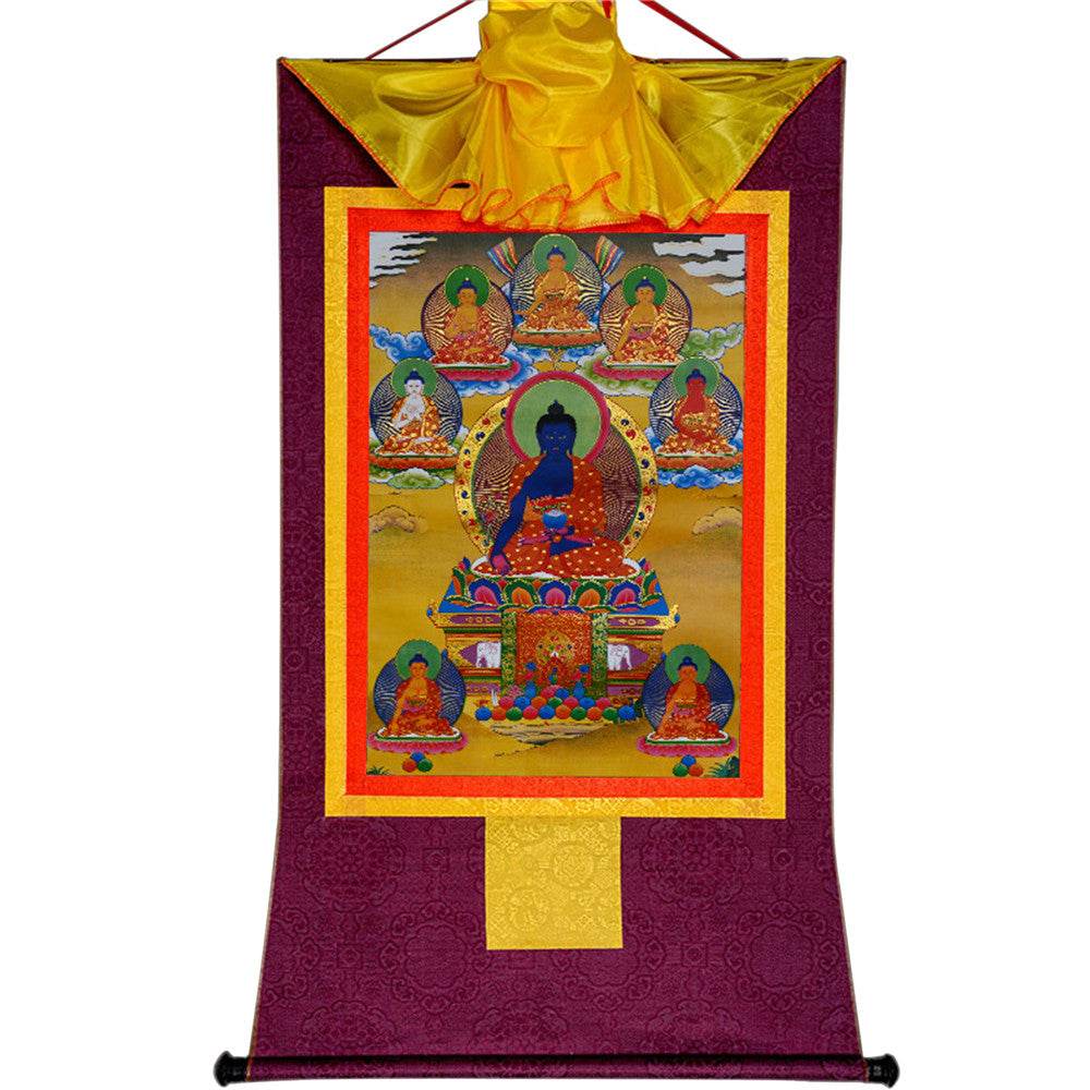 Eight Forms of Bhaisajyaguru-Medicine Buddha - Tibetan thangka painting, view 12