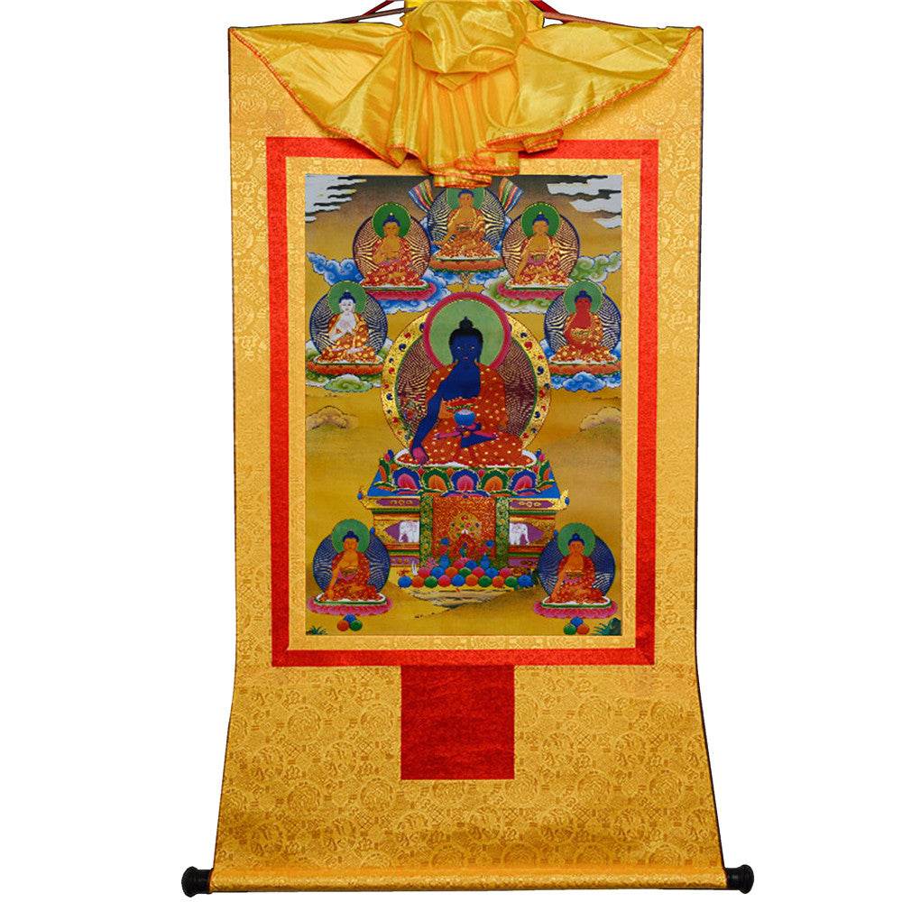 Eight Forms of Bhaisajyaguru-Medicine Buddha - Tibetan thangka painting, view 15