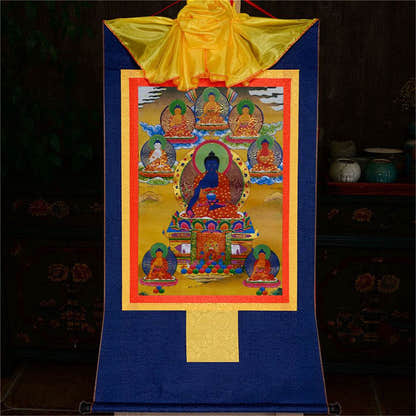 Eight Forms of Bhaisajyaguru-Medicine Buddha - Tibetan thangka painting, view 11