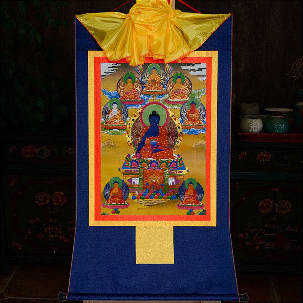 Eight Forms of Bhaisajyaguru-Medicine Buddha - Tibetan thangka painting, view 11