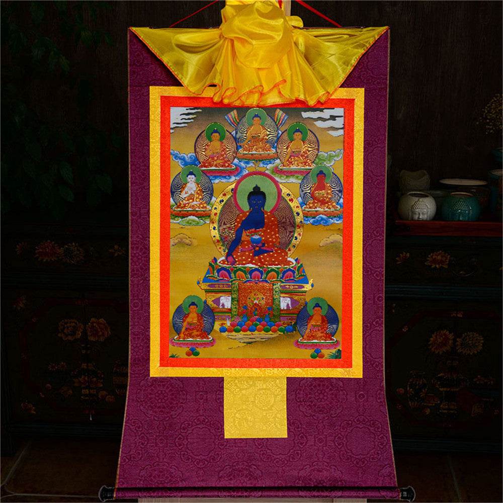 Eight Forms of Bhaisajyaguru-Medicine Buddha - Tibetan thangka painting, view 14