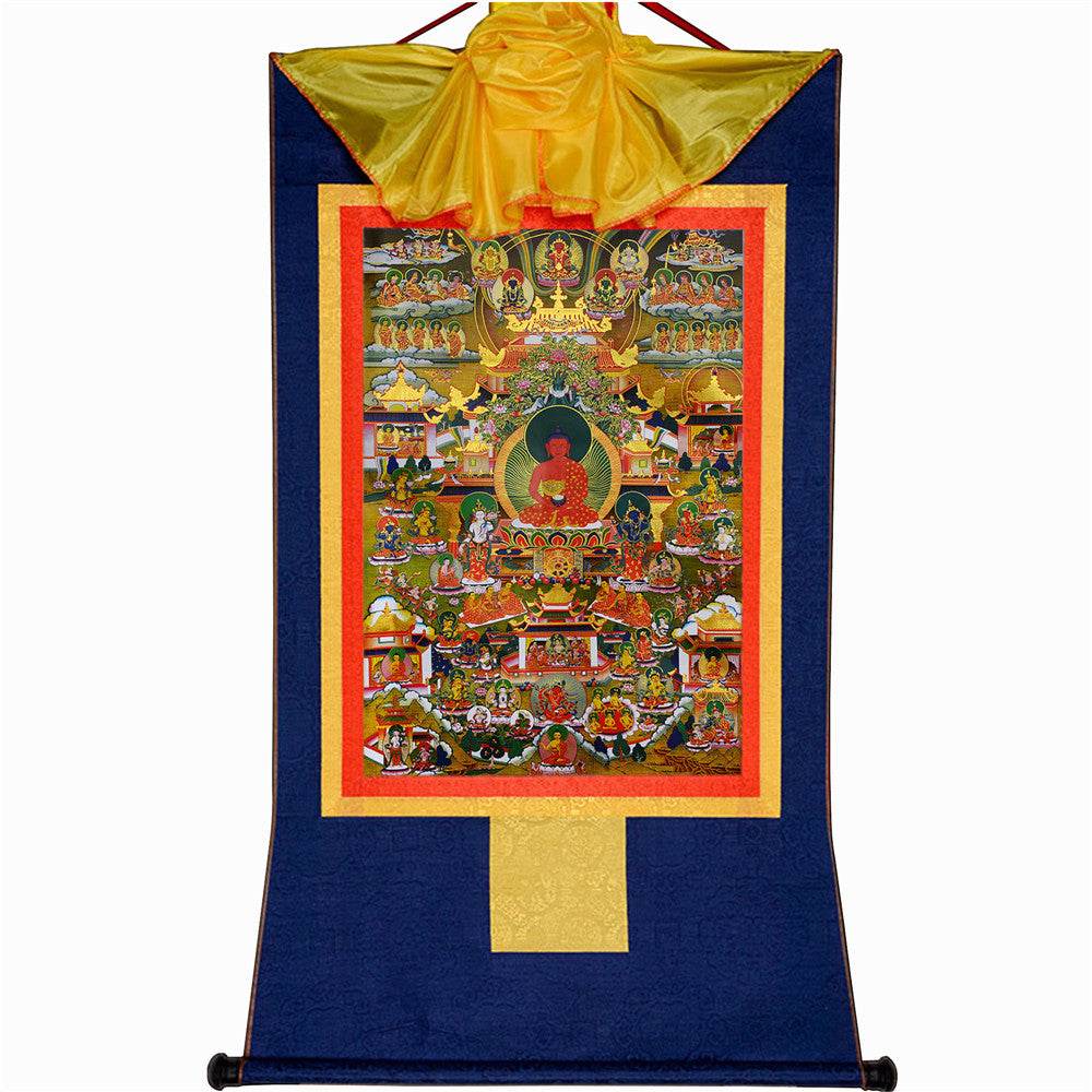 Elysium of Buddhism,Sukhavati - Tibetan thangka painting, view 11