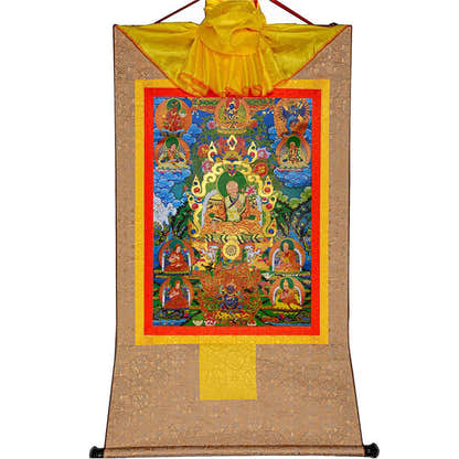 Masters of the Sakya school ,Great Sakyapa - Tibetan thangka painting, view 7