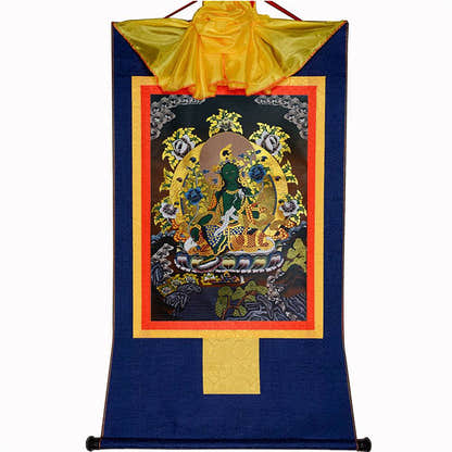 Green Tara - in Black Style - Tibetan thangka painting, view 10
