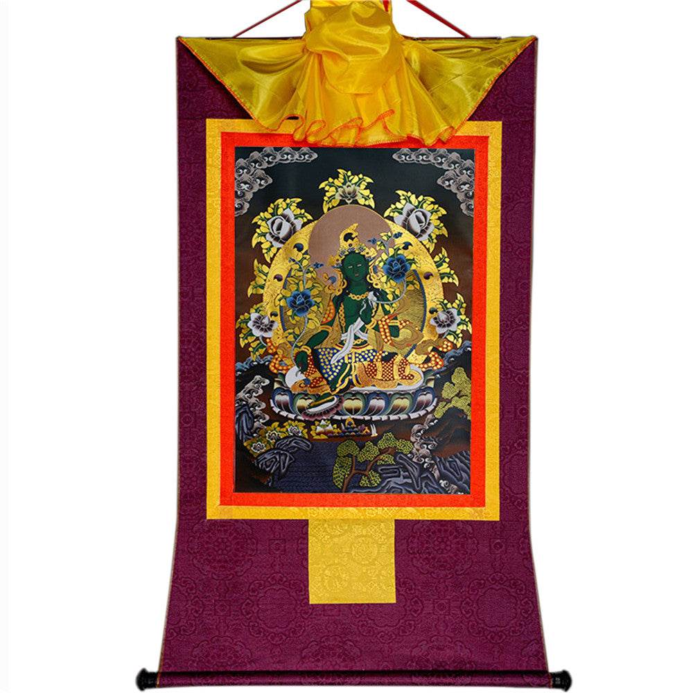Green Tara - in Black Style - Tibetan thangka painting, view 12