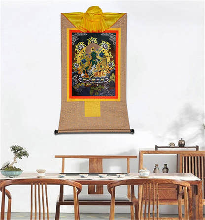 Green Tara - in Black Style - Tibetan thangka painting, view 7