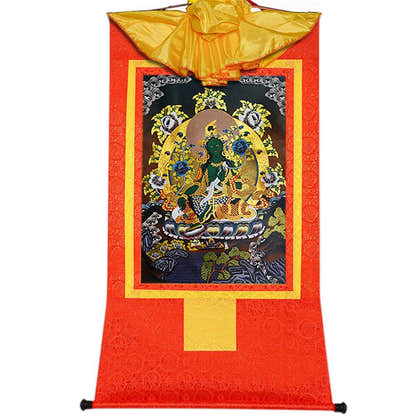 Green Tara - in Black Style - Tibetan thangka painting, view 18