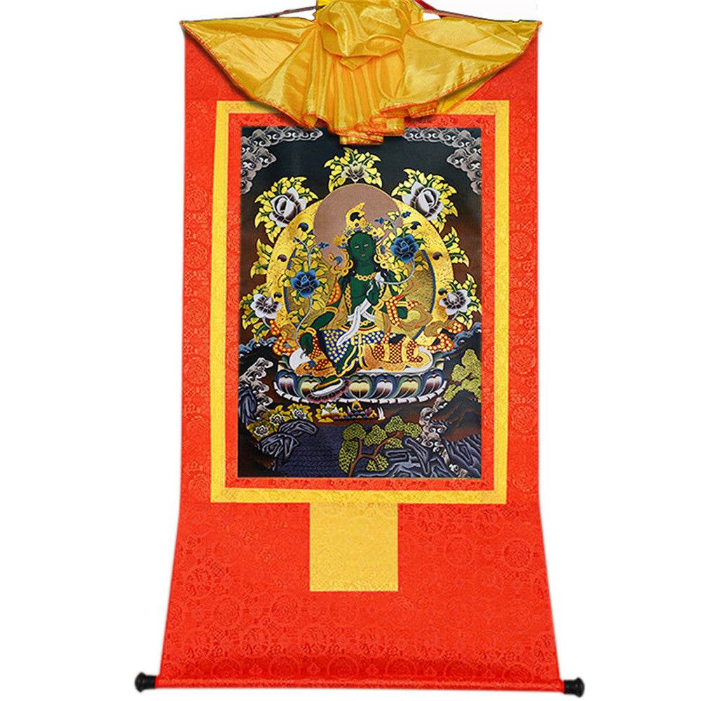 Green Tara - in Black Style - Tibetan thangka painting, view 18