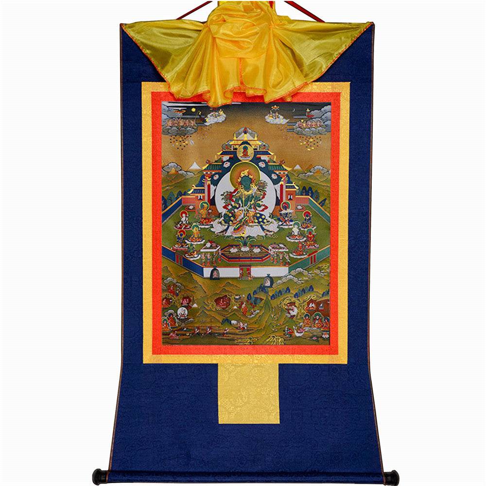 Green Tara in Mandala - Tibetan thangka painting, view 10
