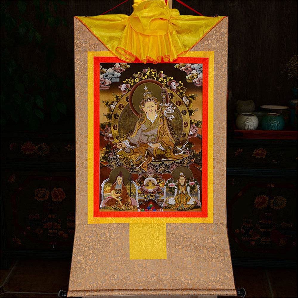 Padmasambhava,Guru Rinpoche-Black Type - Tibetan thangka painting, view 9