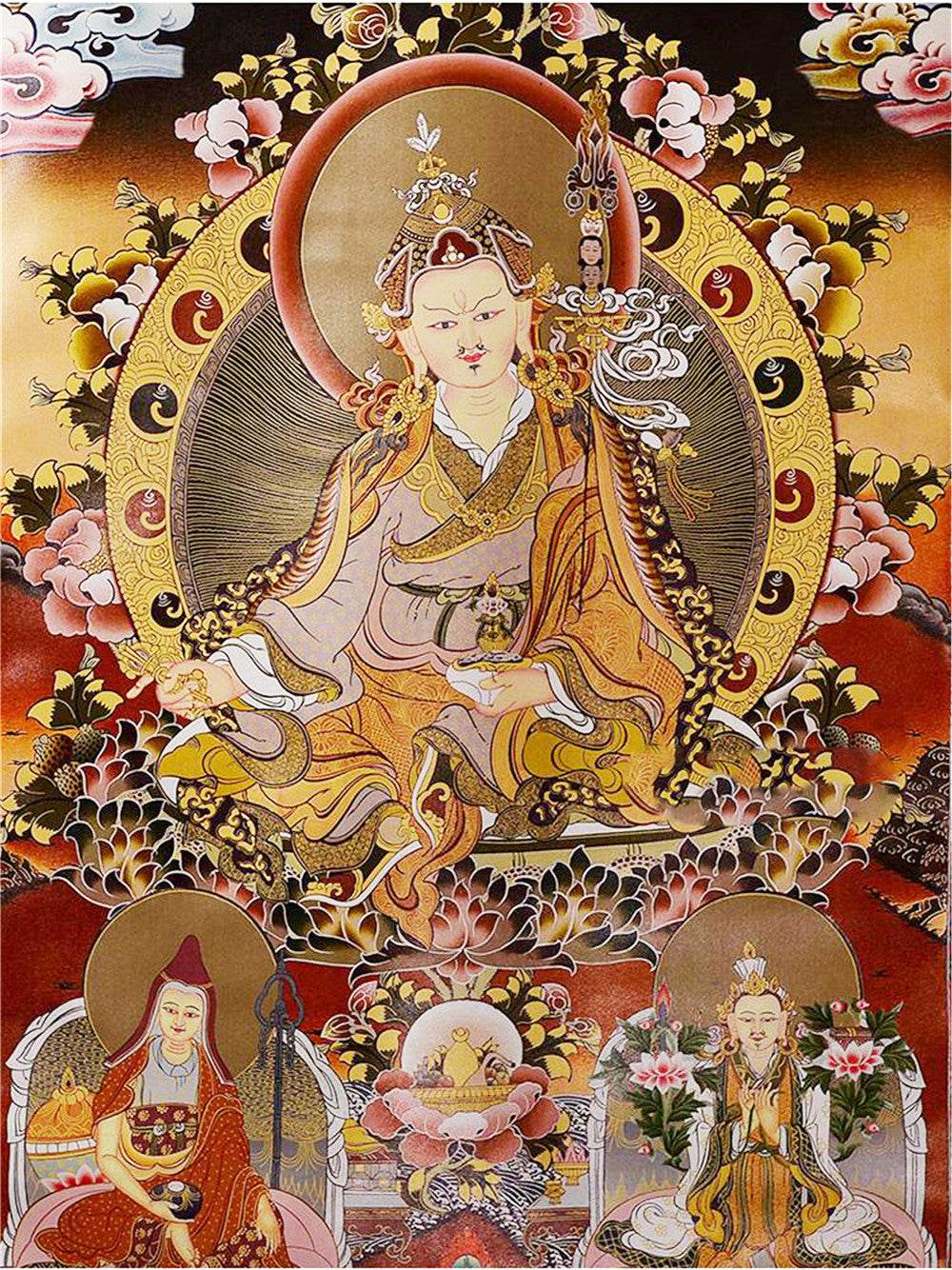 Padmasambhava,Guru Rinpoche-Black Type - Tibetan thangka painting, view 14