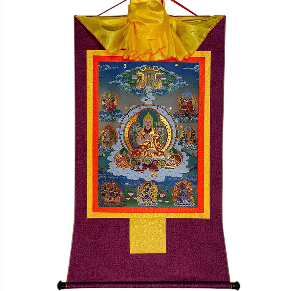 Je Tsongkhapa,Losang Drakpa,Je Rinpoche - Tibetan thangka painting, view 12