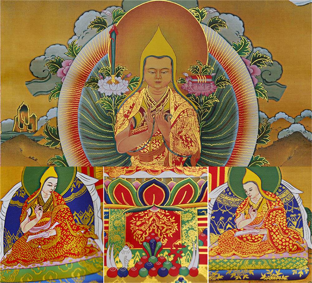 Je Tsongkhapa,Losang Drakpa,Je Rinpoche - Tibetan thangka painting, view 13