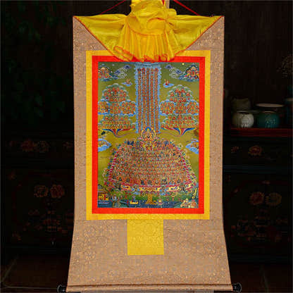 Je Tsongkhapa,Losang Drakpa,Je Rinpoche on Refuge Tree - Tibetan thangka painting, view 8