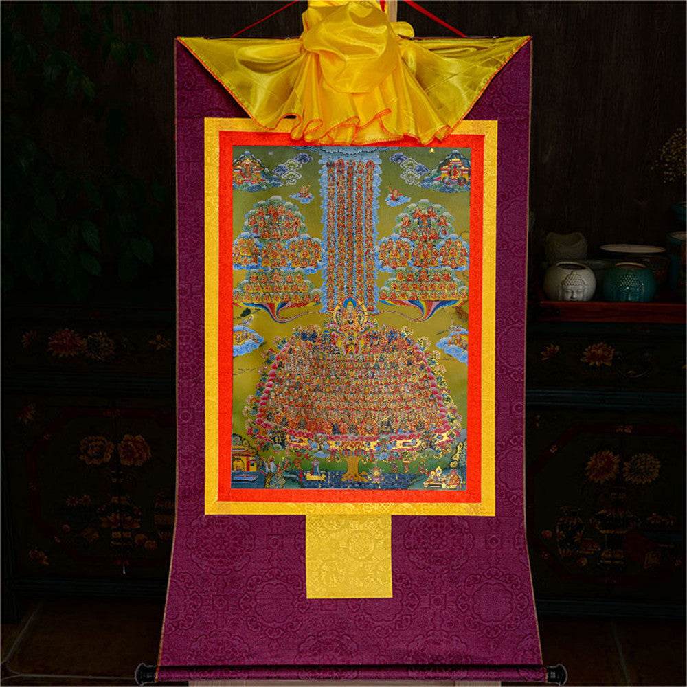 Je Tsongkhapa,Losang Drakpa,Je Rinpoche on Refuge Tree - Tibetan thangka painting, view 12