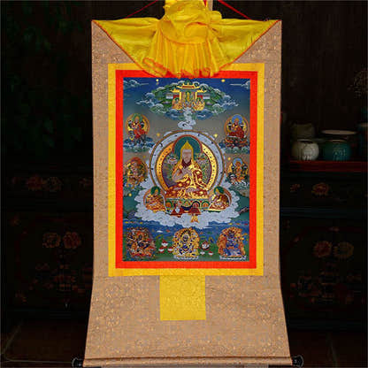 Je Tsongkhapa,Losang Drakpa,Je Rinpoche - Tibetan thangka painting, view 9