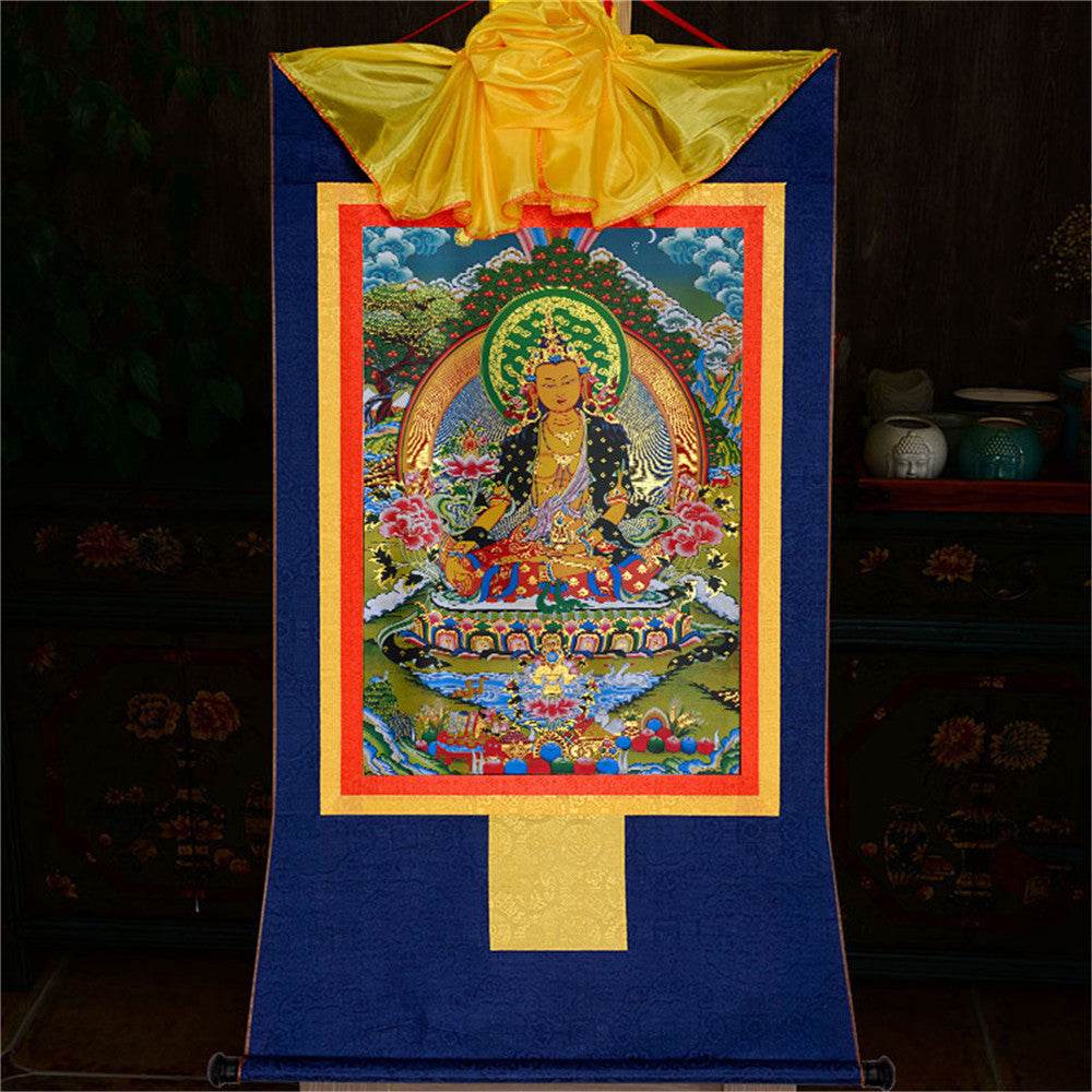 Ksitigarbha,the Bodhisattva of Hell-beings - Tibetan thangka painting, view 10