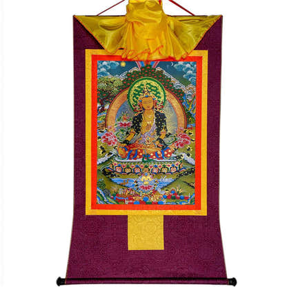 Ksitigarbha,the Bodhisattva of Hell-beings - Tibetan thangka painting, view 11