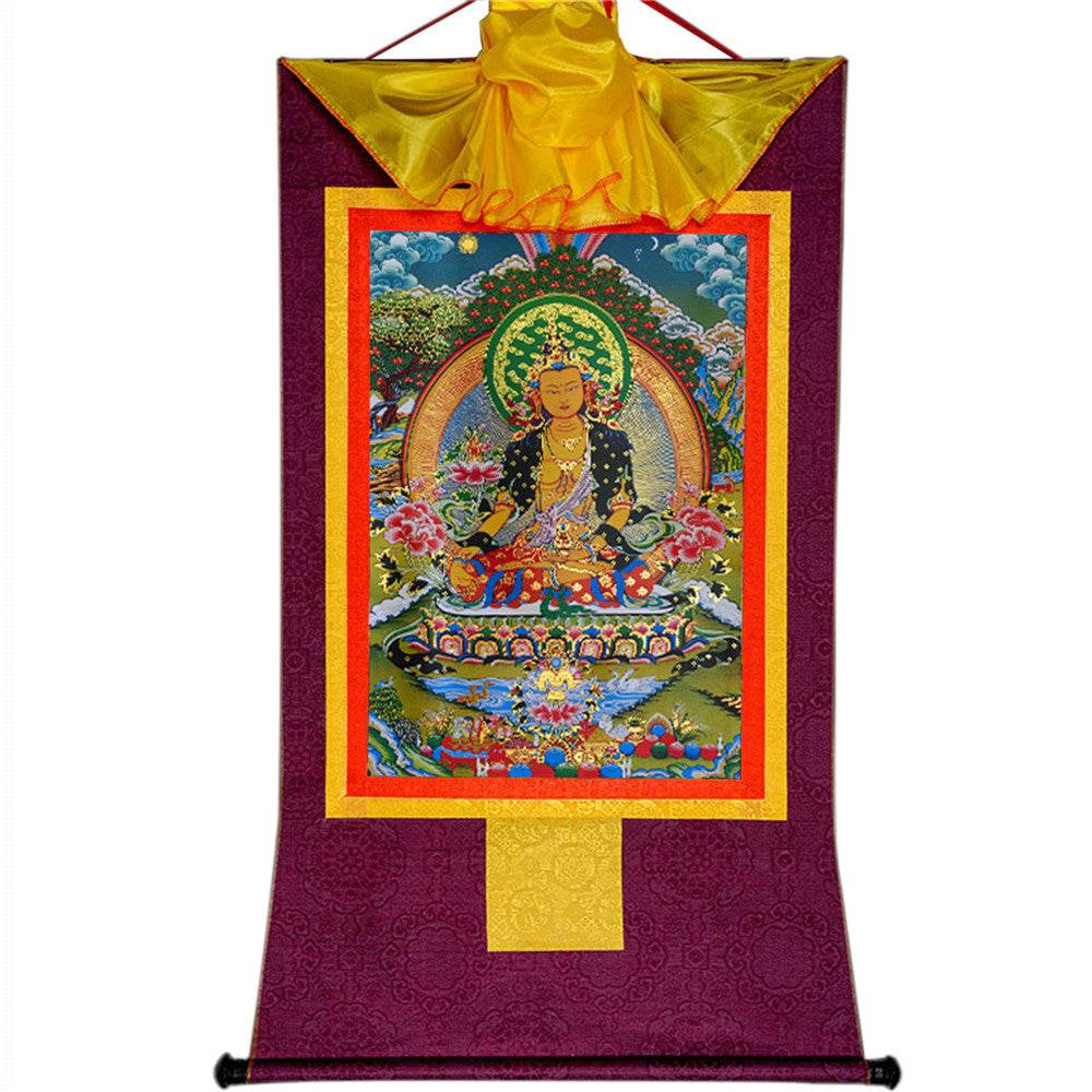 Ksitigarbha,the Bodhisattva of Hell-beings - Tibetan thangka painting, view 11