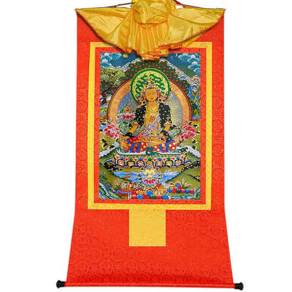 Ksitigarbha,the Bodhisattva of Hell-beings - Tibetan thangka painting, view 16