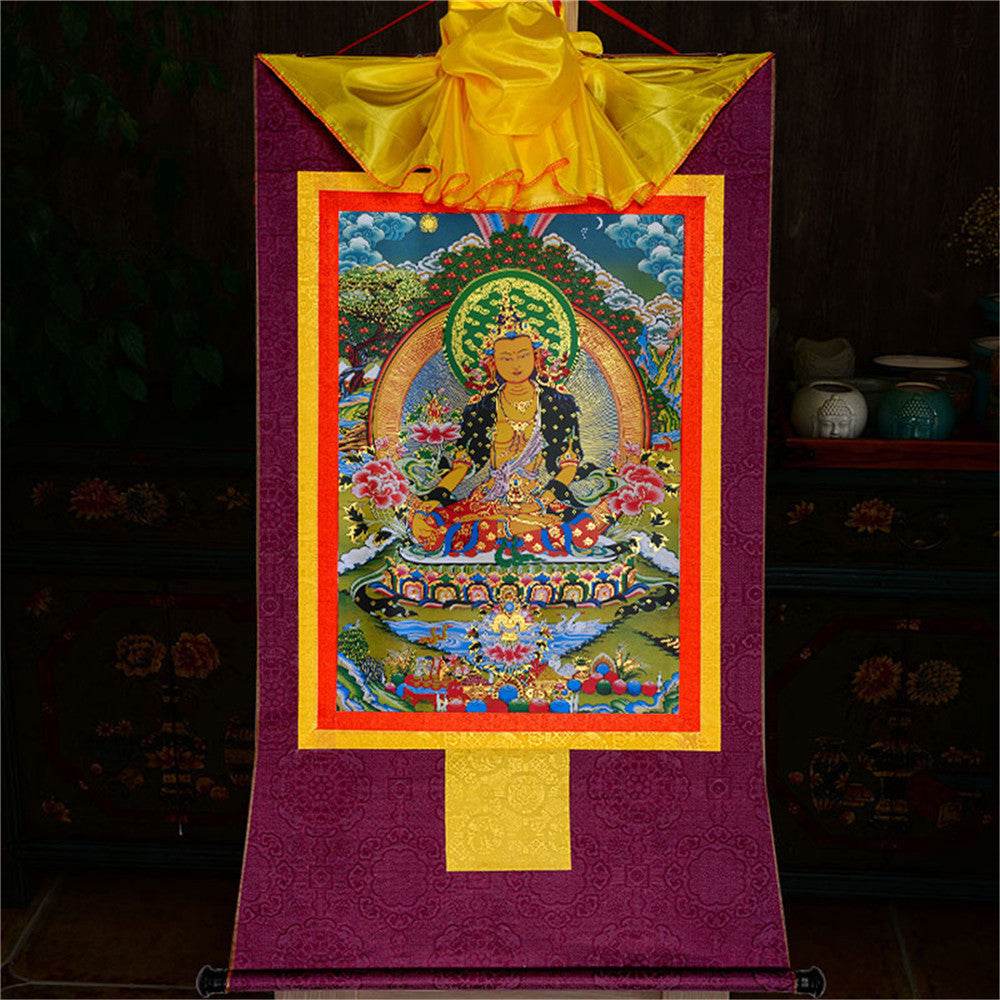 Ksitigarbha,the Bodhisattva of Hell-beings - Tibetan thangka painting, view 12