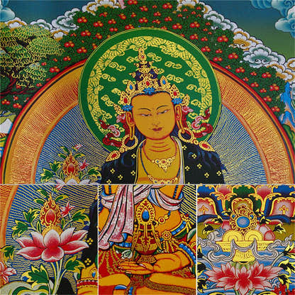 Ksitigarbha,the Bodhisattva of Hell-beings - Tibetan thangka painting, view 13