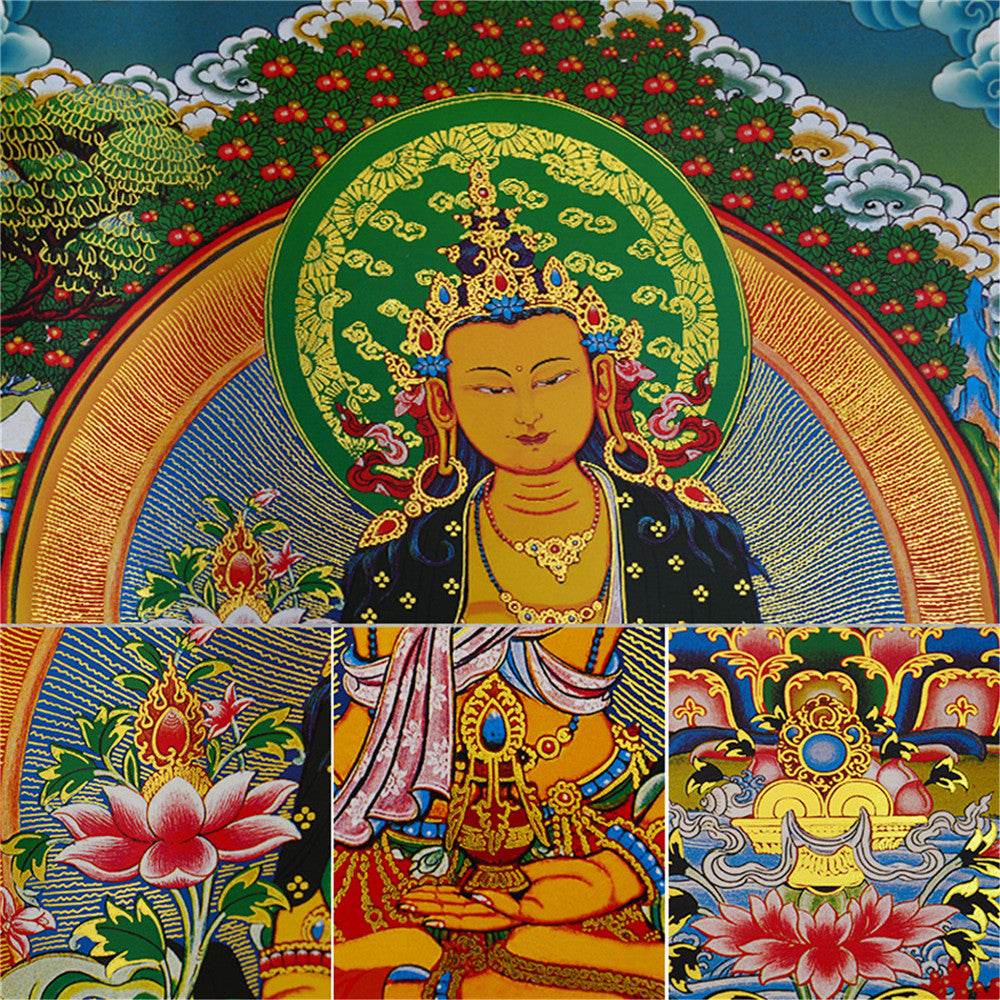 Ksitigarbha,the Bodhisattva of Hell-beings - Tibetan thangka painting, view 13