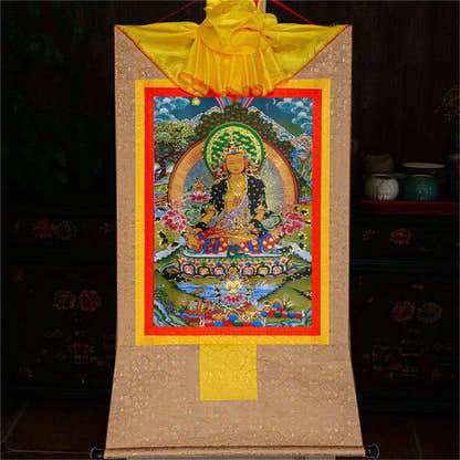 Ksitigarbha,the Bodhisattva of Hell-beings - Tibetan thangka painting, view 8