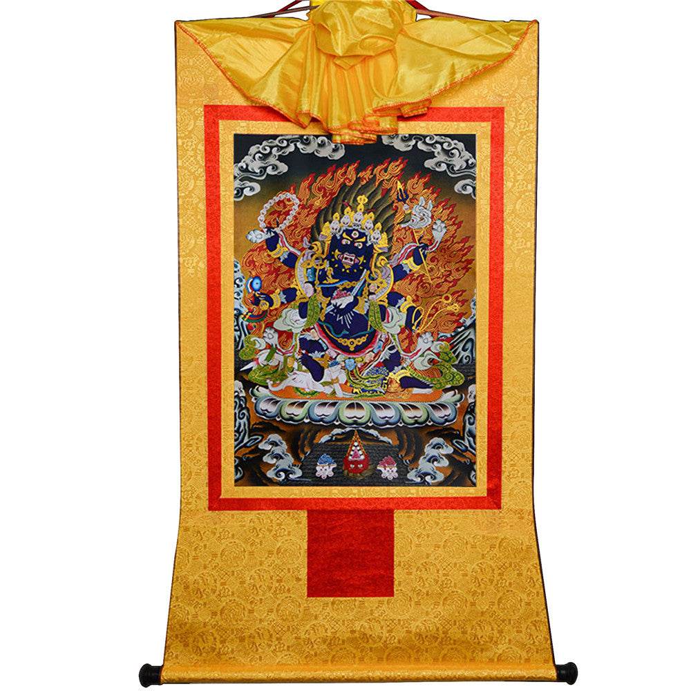 ནག་པོ་ཆེན་པོ། Six Armed Mahakala - Tibetan thangka painting, view 15