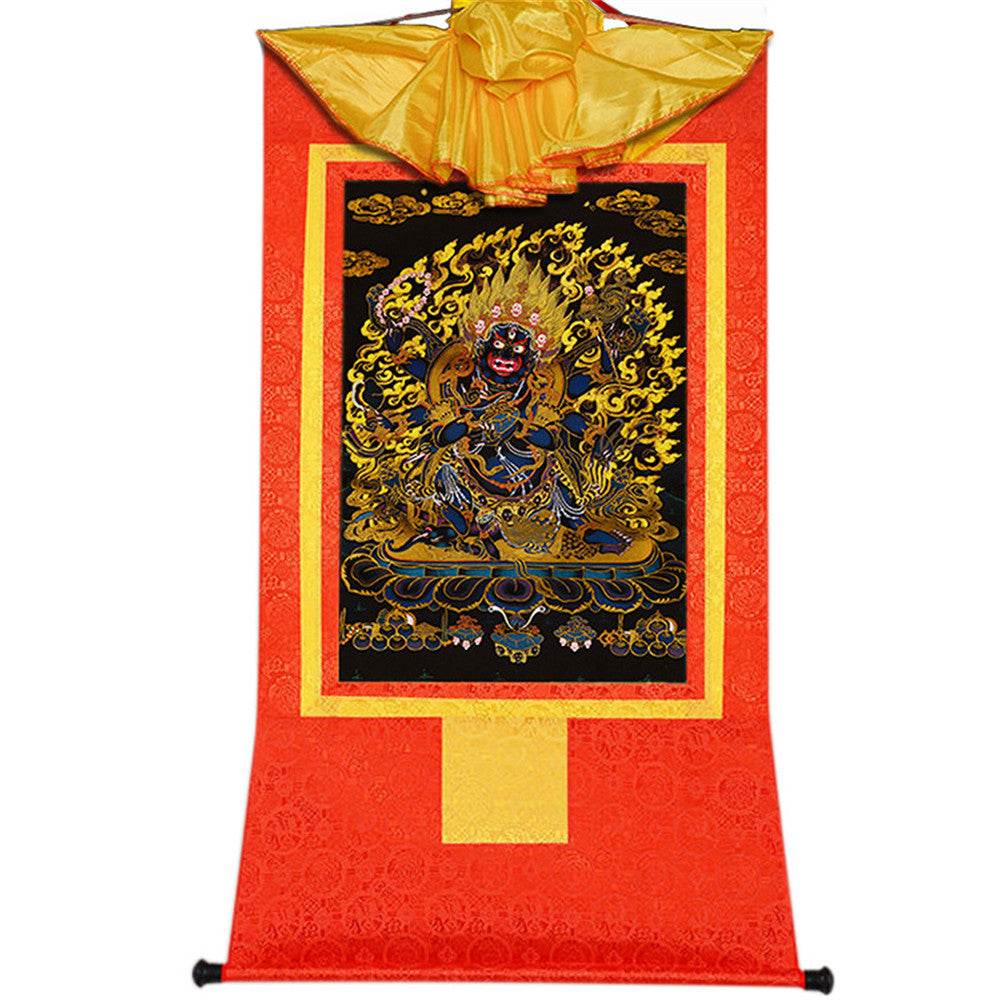 ནག་པོ་ཆེན་པོ། Six Armed Mahakala-Black Type - Tibetan thangka painting, view 17