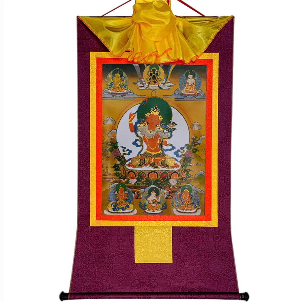 Manjusri -Buddha of Wisdom - Tibetan thangka painting, view 12