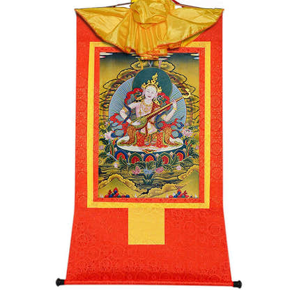 Saraswati - Tibetan thangka painting, view 17