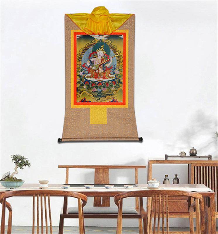 Saraswati - Tibetan thangka painting, view 7