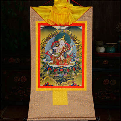 Saraswati - Tibetan thangka painting, view 9