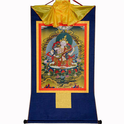 Saraswati - Tibetan thangka painting, view 10