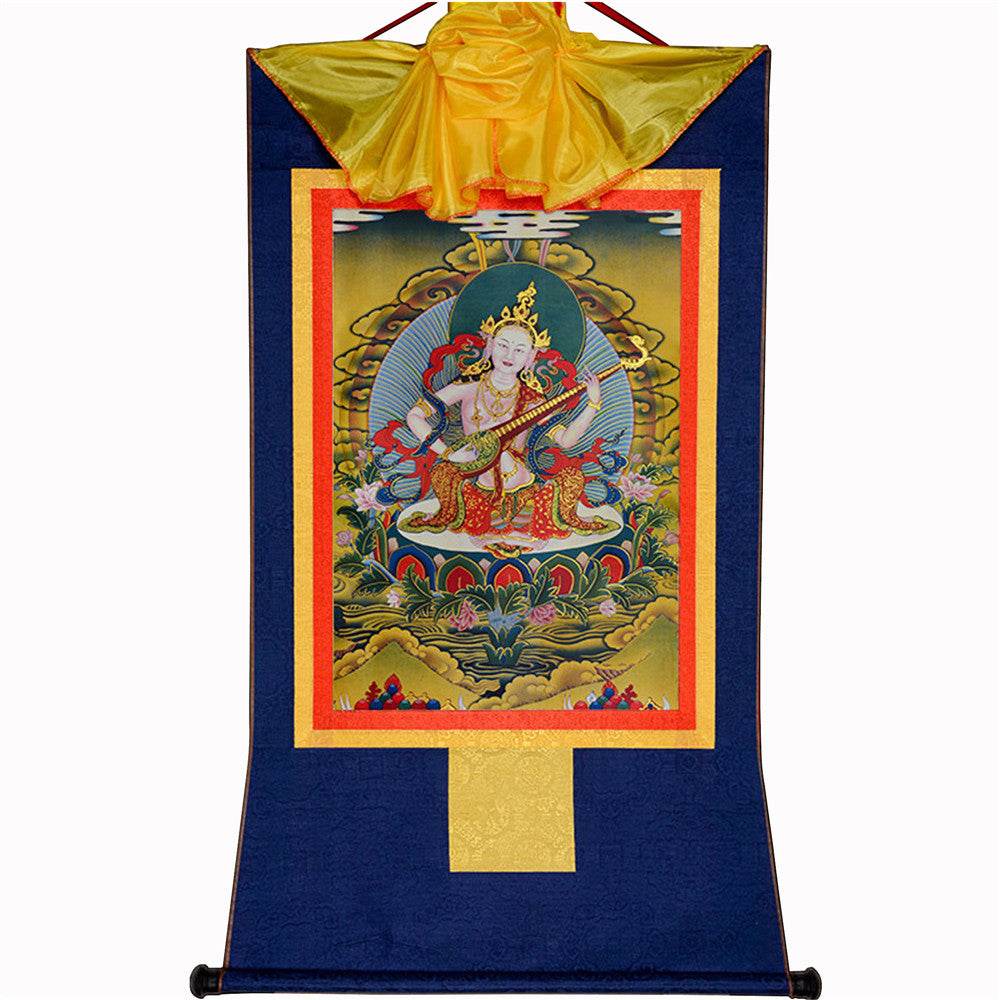 Saraswati - Tibetan thangka painting, view 10